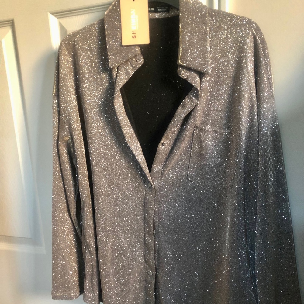 new glitter button down shirt